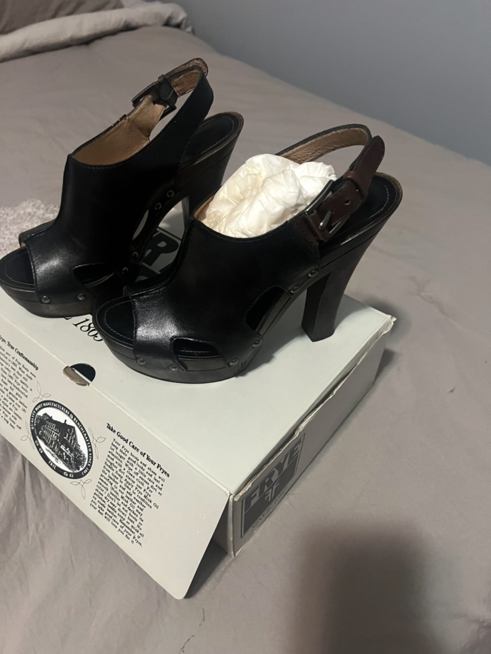 Black Open-Toe Slingback Platform Heels